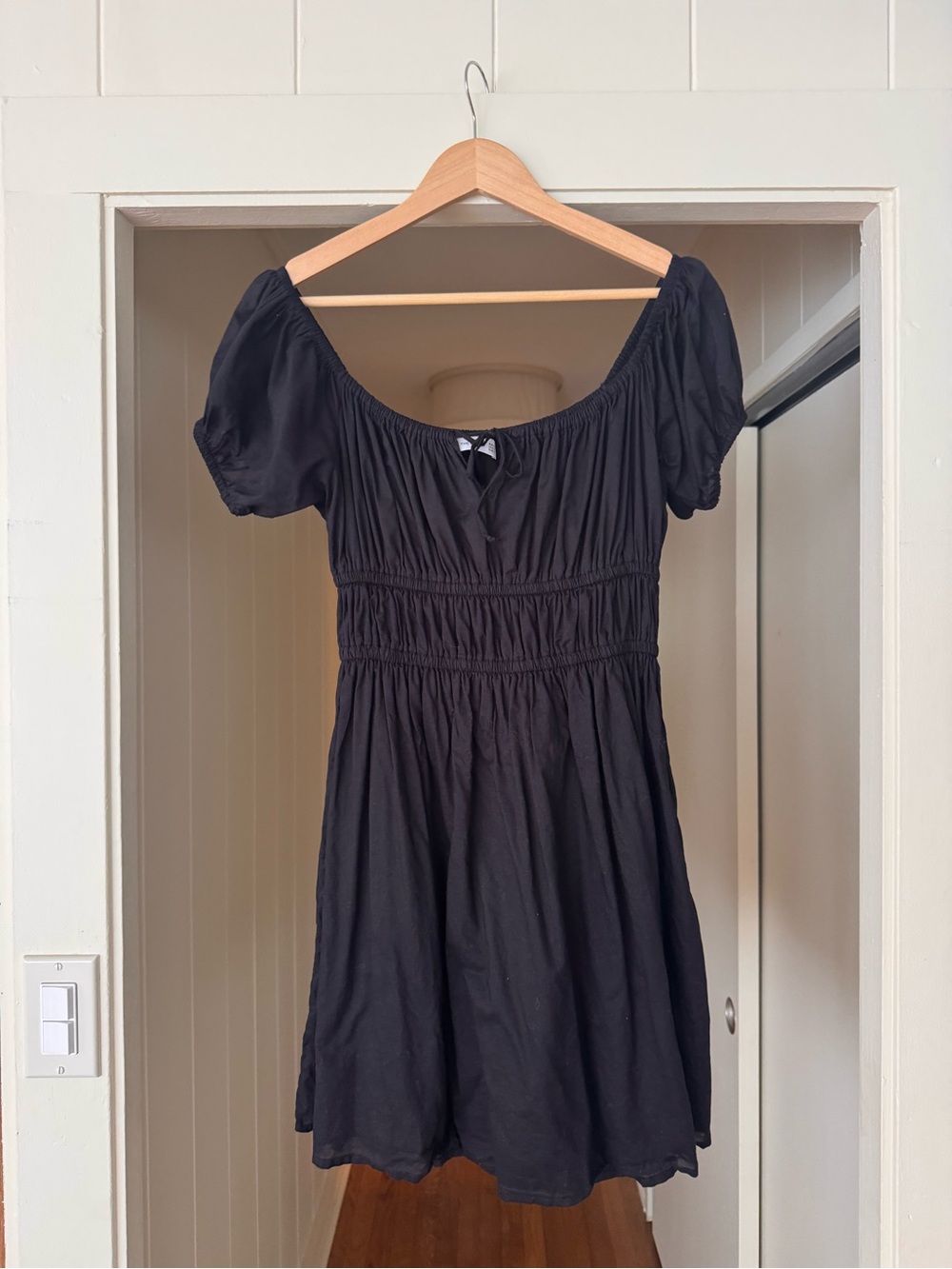 Faithfull the brand Black Smocked Short-Sleeve Dress - Women